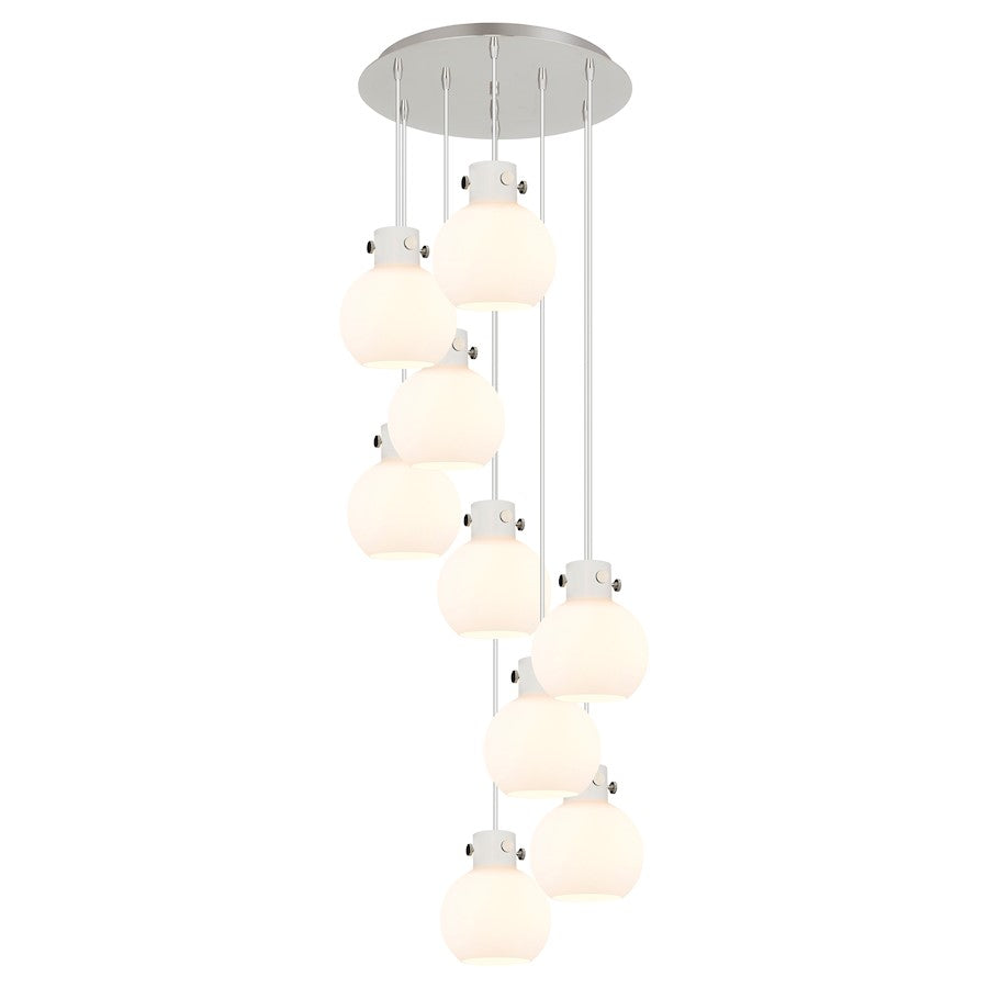 Innovations Newton-S 9Lt 8" CM Pendant, 18" Cpy, PN/WH - 119-410-1PS-PN-G410-8WH
