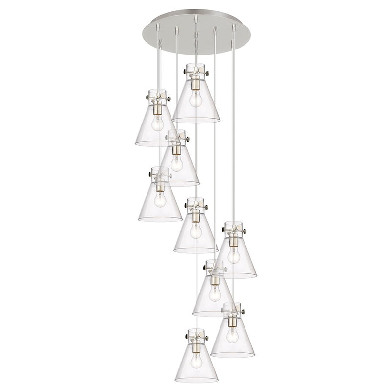 Innovations Newton-C 9Lt 8" CM Pendant, 18" Cpy, PN/CL - 119-410-1PS-PN-G411-8CL