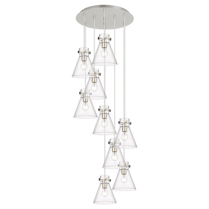 Innovations Newton-C 9Lt 8" CM Pendant, 18" Cpy, PN/CL - 119-410-1PS-PN-G411-8CL