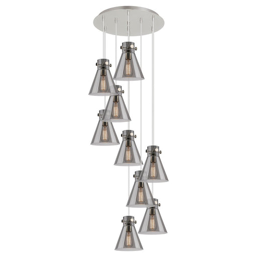 Innovations Newton-C 9Lt 8" CM Pendant, 18" Cpy, PN/SM - 119-410-1PS-PN-G411-8SM