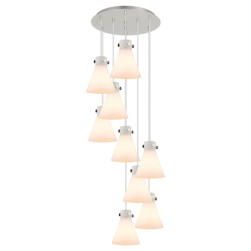 Innovations Newton-C 9Lt 8" CM Pendant, 18" Cpy, PN/WH - 119-410-1PS-PN-G411-8WH