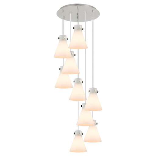 Innovations Newton-C 9Lt 8" CM Pendant, 18" Cpy, PN/WH - 119-410-1PS-PN-G411-8WH