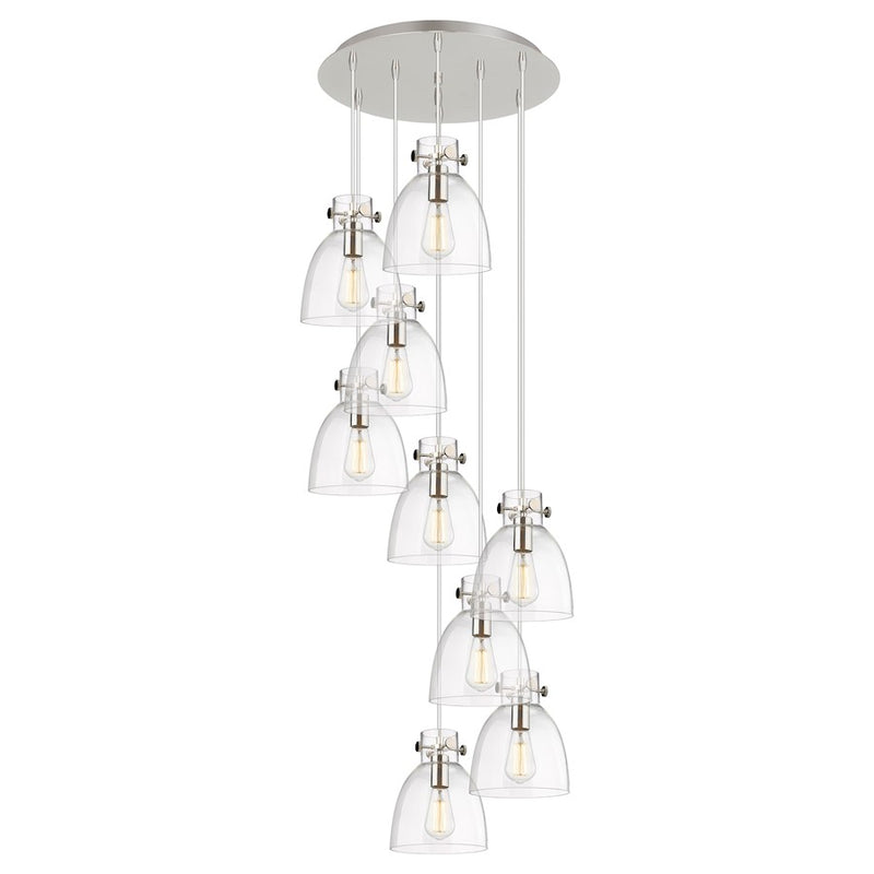Innovations Newton-B 9Lt 8" CM Pendant, 18" Cpy, PN/CL - 119-410-1PS-PN-G412-8CL