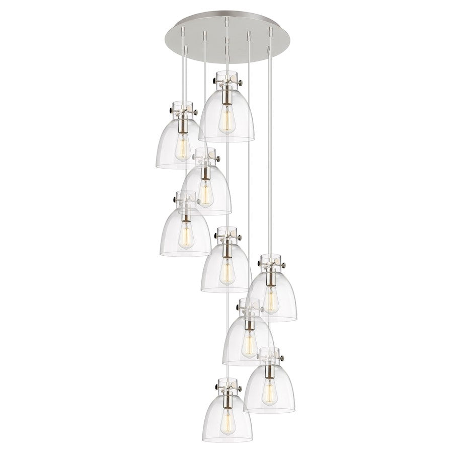 Innovations Newton-B 9Lt 8" CM Pendant, 18" Cpy, PN/CL - 119-410-1PS-PN-G412-8CL