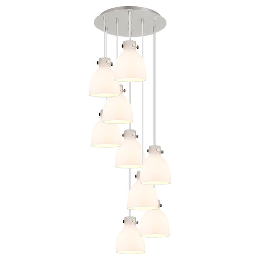 Innovations Newton-B 9Lt 8" CM Pendant, 18" Cpy, PN/WH - 119-410-1PS-PN-G412-8WH