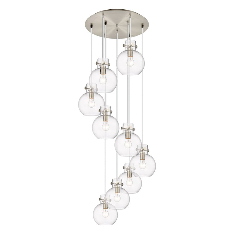 Innovations Newton-S 9Lt 8" CM Pendant, 18" Cpy, SN/CL - 119-410-1PS-SN-G410-8CL