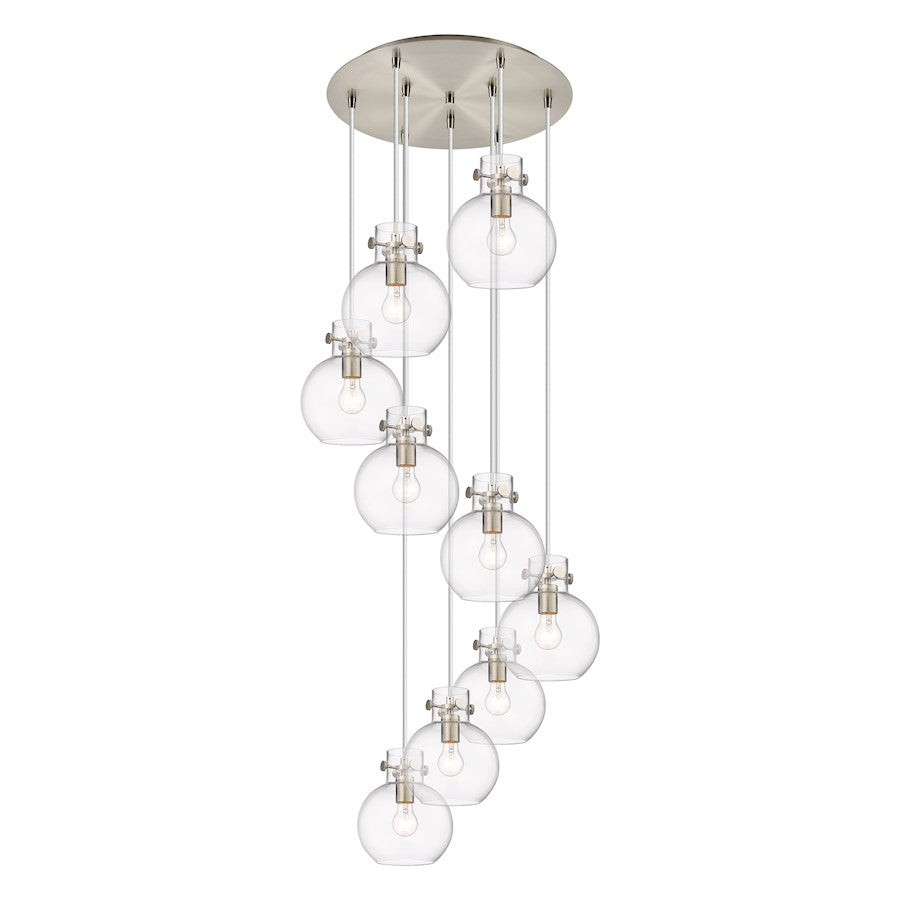 Innovations Newton-S 9Lt 8" CM Pendant, 18" Cpy, SN/CL - 119-410-1PS-SN-G410-8CL