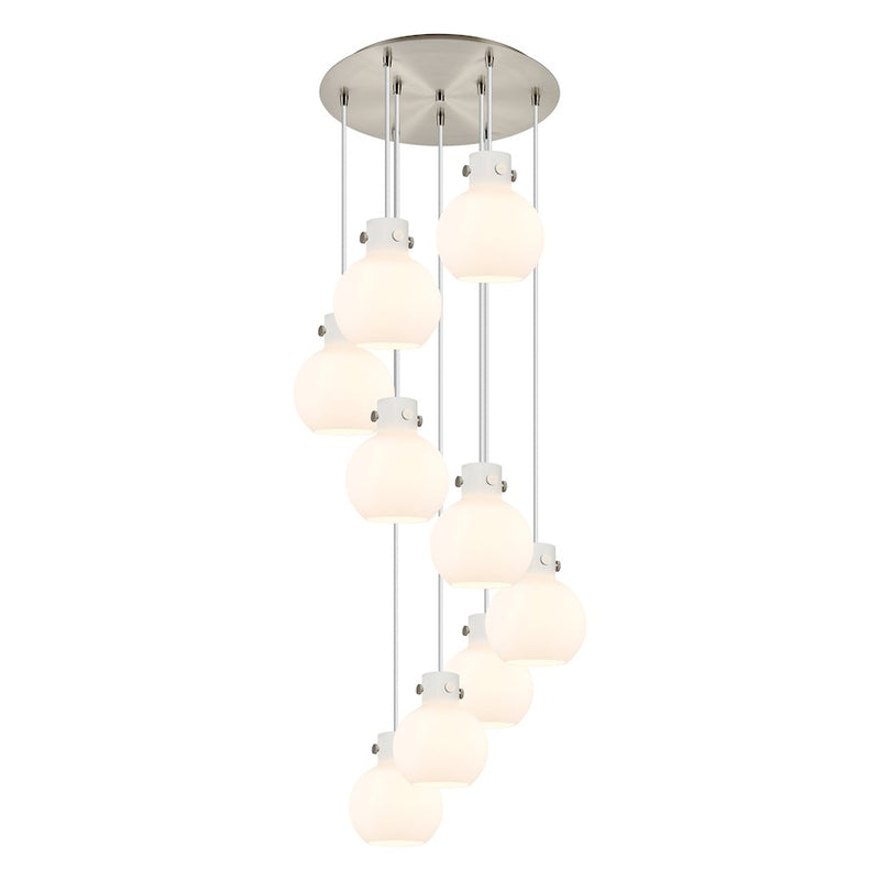 Innovations Newton-S 9Lt 8" CM Pendant, 18" Cpy, SN/WH - 119-410-1PS-SN-G410-8WH