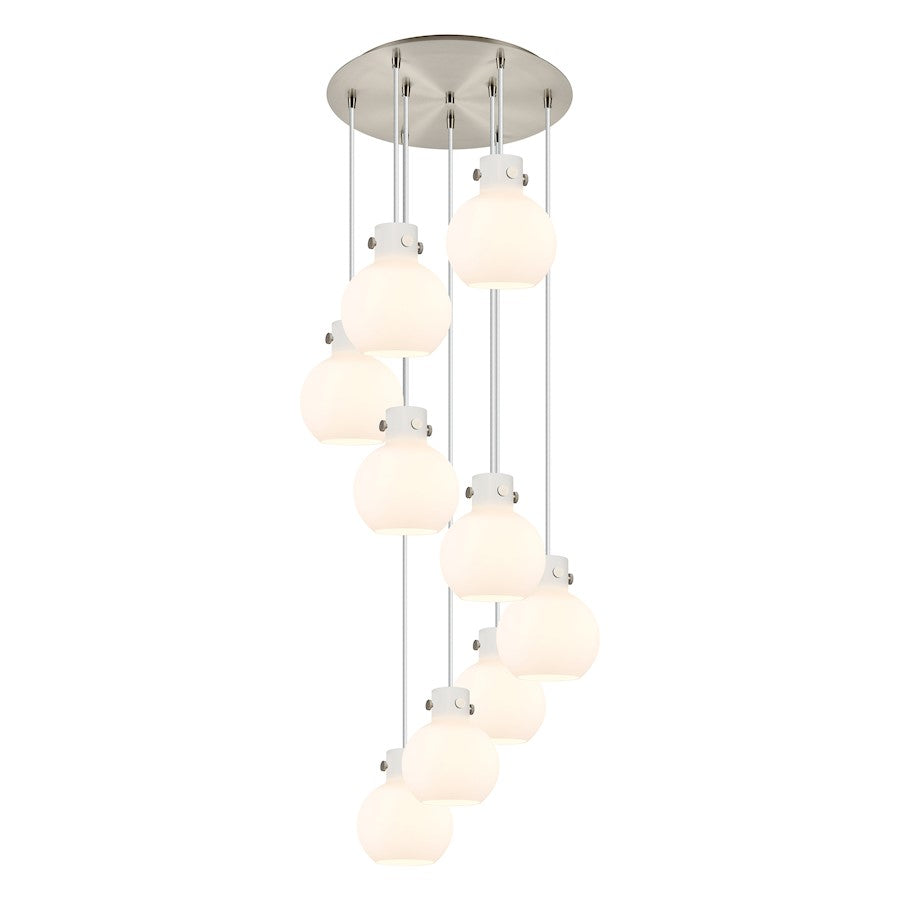 Innovations Newton-S 9Lt 8" CM Pendant, 18" Cpy, SN/WH - 119-410-1PS-SN-G410-8WH