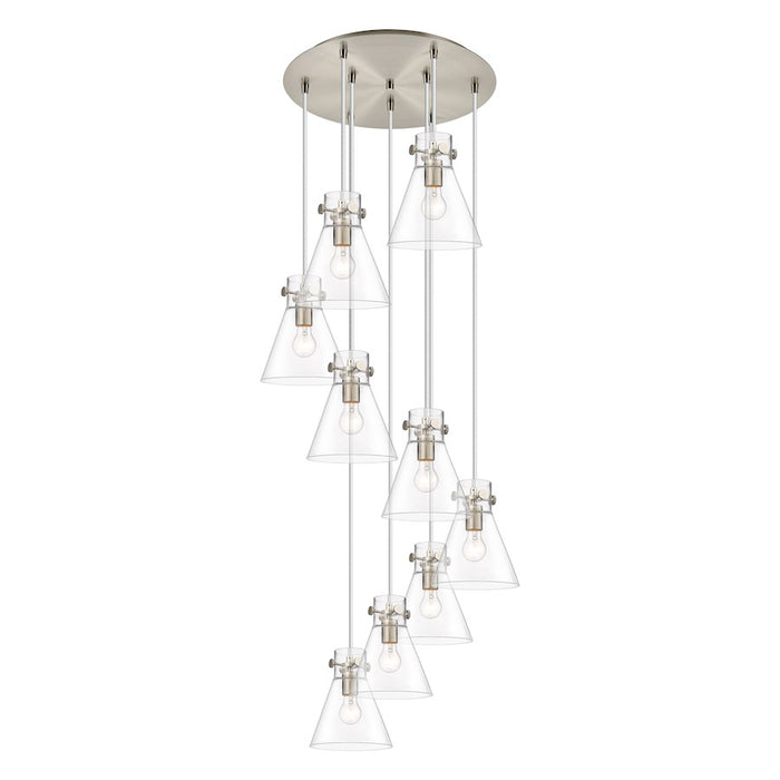 Innovations Newton-C 9Lt 8" CM Pendant, 18" Cpy, SN/CL - 119-410-1PS-SN-G411-8CL