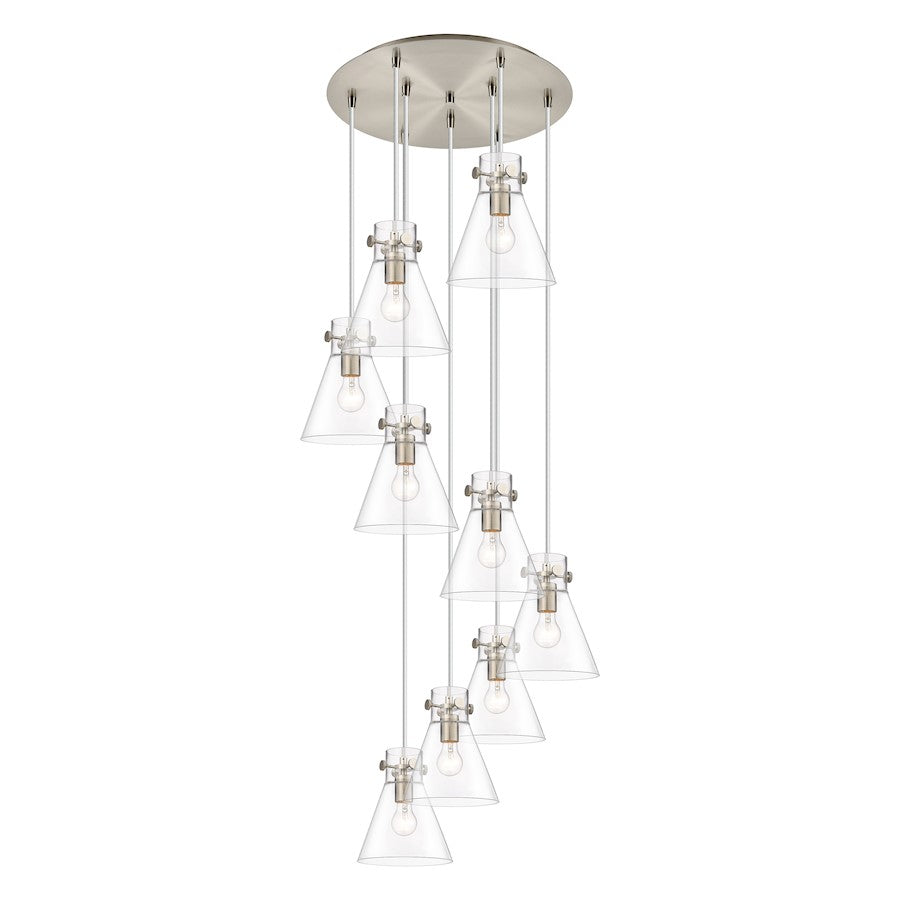 Innovations Newton-C 9Lt 8" CM Pendant, 18" Cpy, SN/CL - 119-410-1PS-SN-G411-8CL