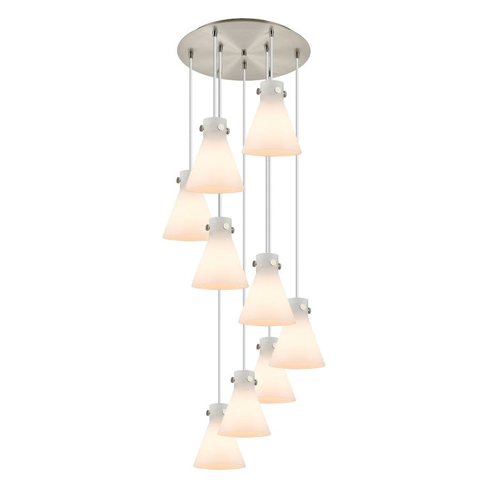 Innovations Newton-C 9Lt 8" CM Pendant, 18" Cpy, SN/WH - 119-410-1PS-SN-G411-8WH