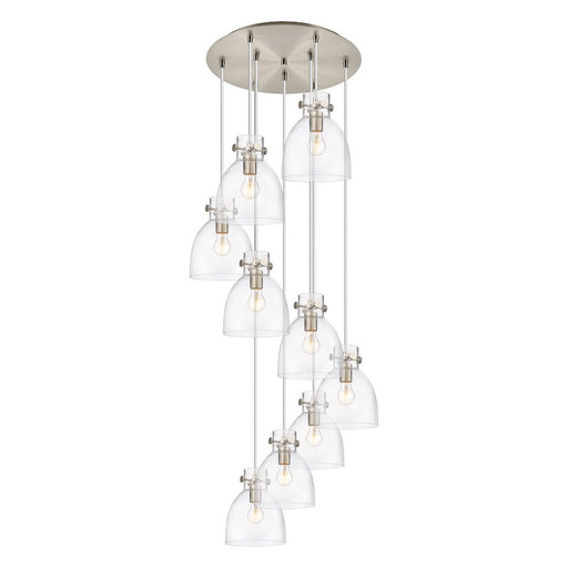 Innovations Newton-B 9Lt 8" CM Pendant, 18" Cpy, SN/CL - 119-410-1PS-SN-G412-8CL