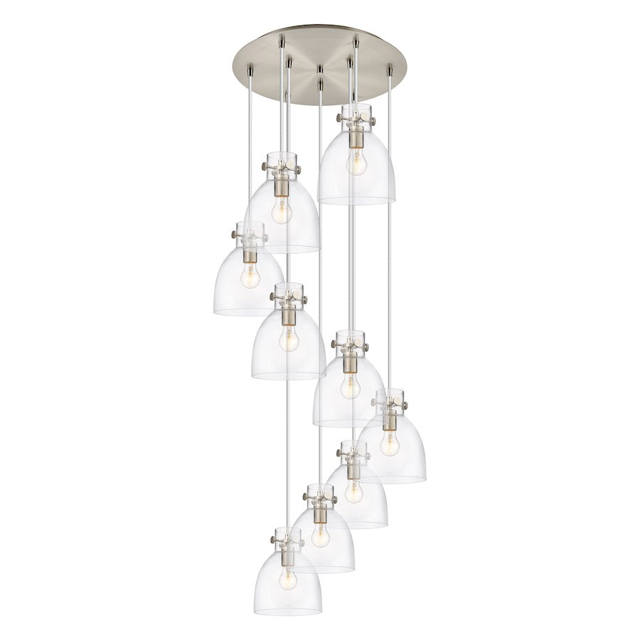 Innovations Newton-B 9Lt 8" CM Pendant, 18" Cpy, SN/CL - 119-410-1PS-SN-G412-8CL