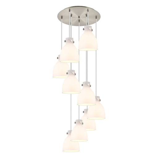 Innovations Newton-B 9Lt 8" CM Pendant, 18" Cpy, SN/WH - 119-410-1PS-SN-G412-8WH