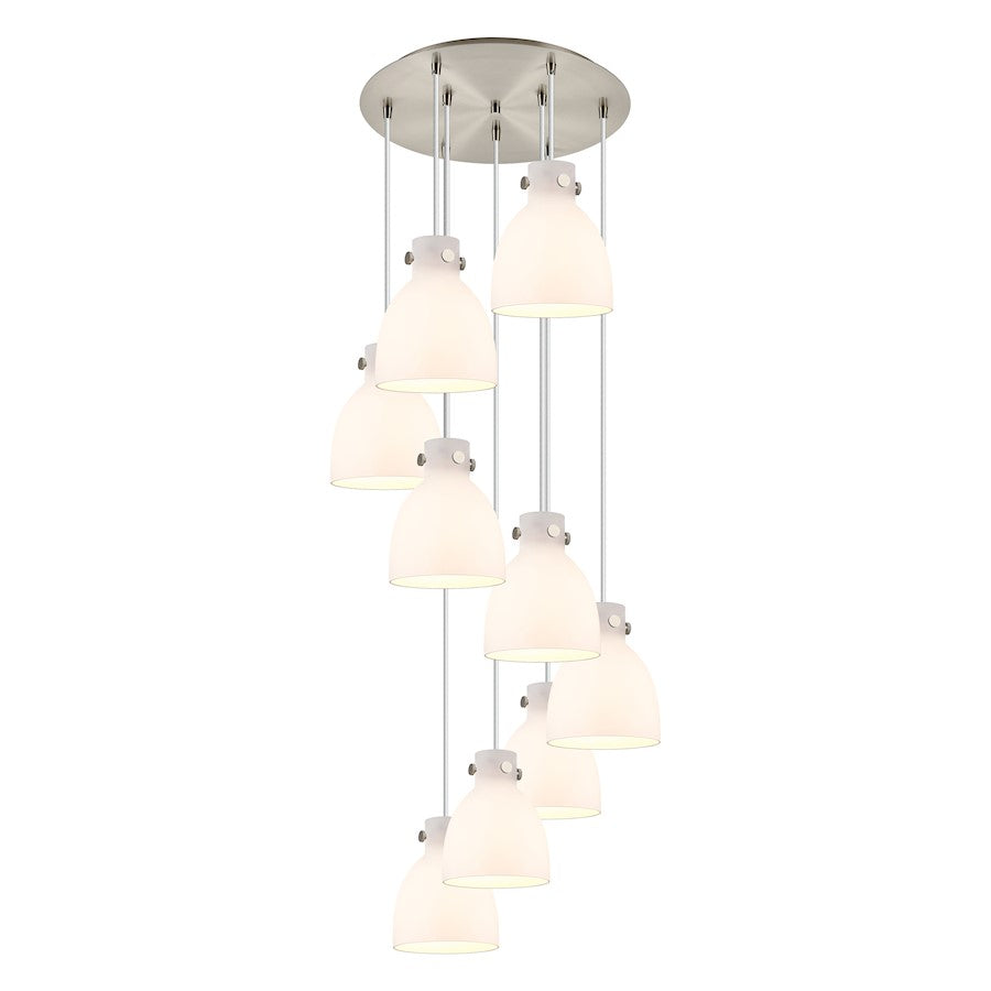 Innovations Newton-B 9Lt 8" CM Pendant, 18" Cpy, SN/WH - 119-410-1PS-SN-G412-8WH
