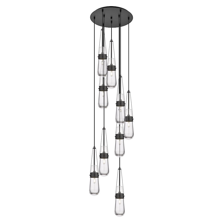 Innovations Milan 9Lt 4" CM Pendant, 18" Canopy, BK/CL - 119-452-1P-BK-G452-4CL