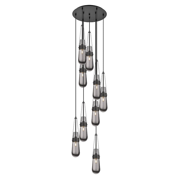 Innovations Milan 9Lt 4" CM Pendant, 18" Canopy, BK/SM - 119-452-1P-BK-G452-4SM