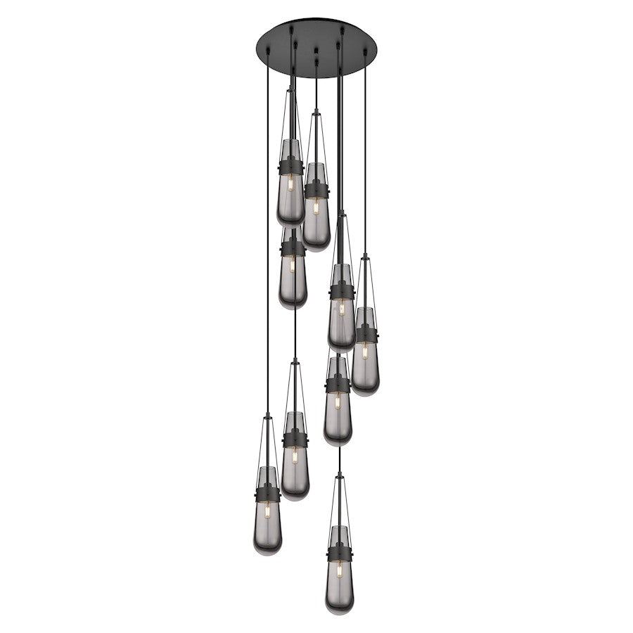 Innovations Milan 9Lt 4" CM Pendant, 18" Canopy, BK/SM - 119-452-1P-BK-G452-4SM