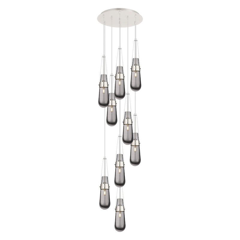 Innovations Milan 9Lt 4" CM Pendant, 18" Canopy, PN/SM - 119-452-1P-PN-G452-4SM