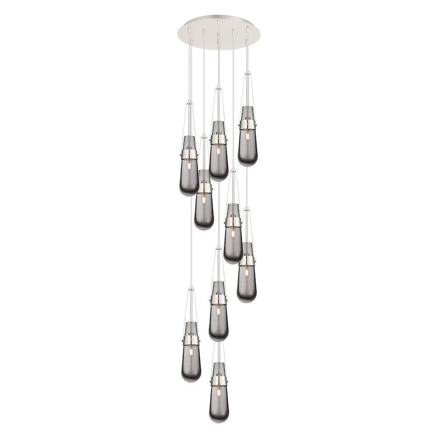 Innovations Milan 9Lt 4" CM Pendant, 18" Canopy, PN/SM - 119-452-1P-PN-G452-4SM