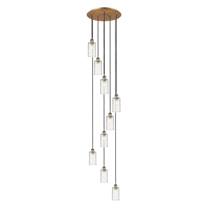 Innovations Crown Point 9Lt 19" Cord Multi Pendant, BRS/DS - 119B-9P-BB-G434-7DE