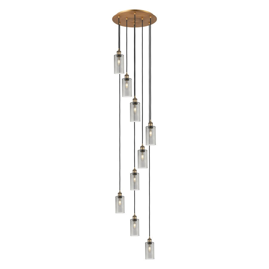 Innovations Crown Point 9Lt 19" Cord Multi Pendant, BRS/SM - 119B-9P-BB-G434-7SM