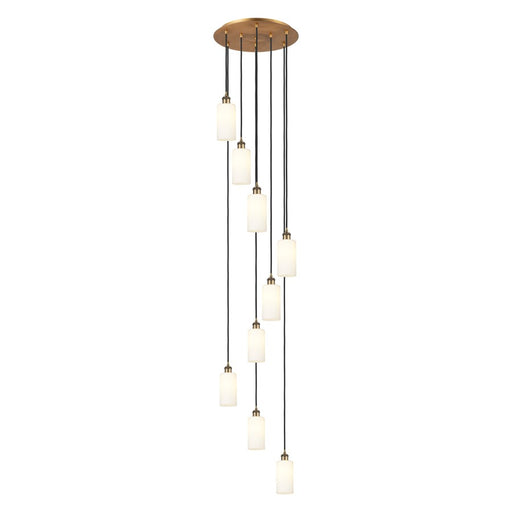 Innovations Crown Point 9Lt 19" Cord Multi Pendant, BRS/WH - 119B-9P-BB-G434-7WH