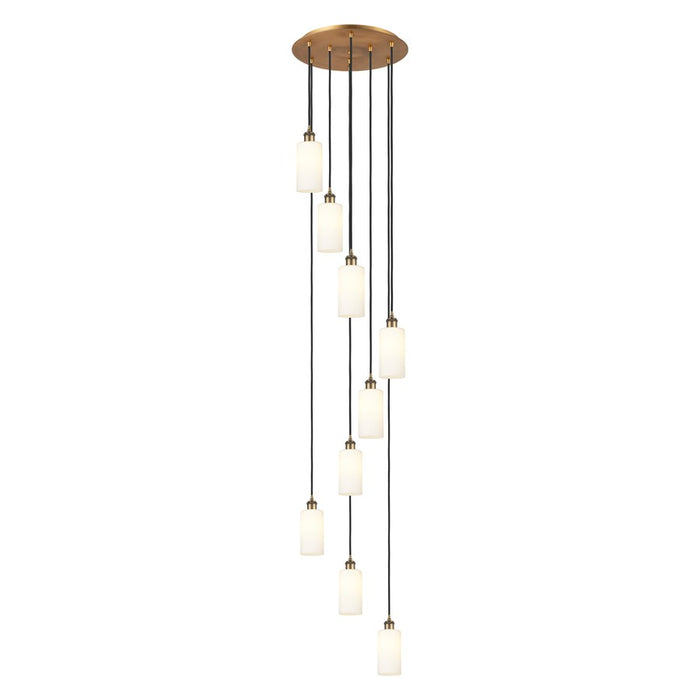 Innovations Crown Point 9Lt 19" Cord Multi Pendant, BRS/WH - 119B-9P-BB-G434-7WH