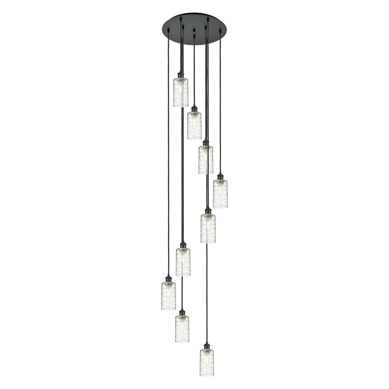 Innovations Crown Point 9Lt 19" Cord Multi Pendant, BK/DS - 119B-9P-BK-G434-7DE