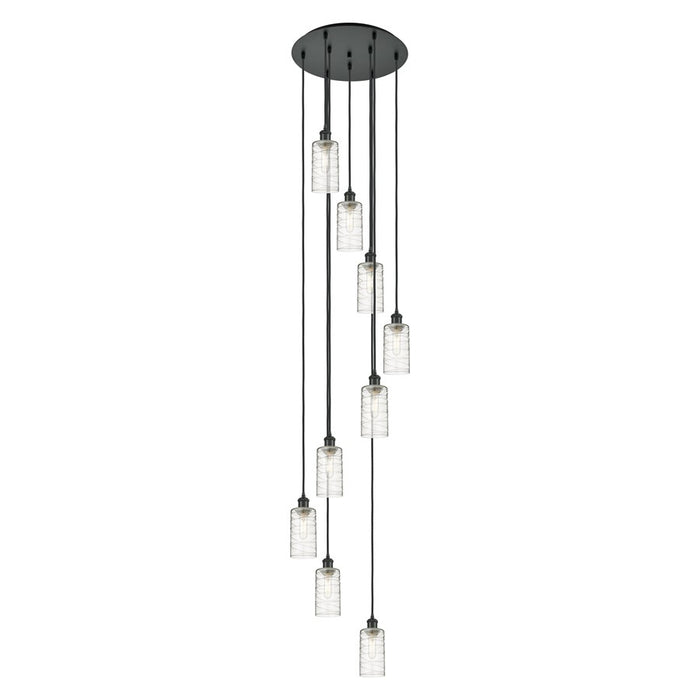 Innovations Crown Point 9Lt 19" Cord Multi Pendant, BK/DS - 119B-9P-BK-G434-7DE