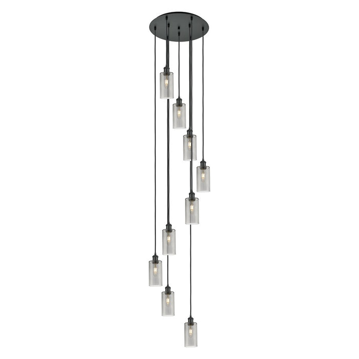 Innovations Crown Point 9Lt 19" Cord Multi Pendant, BK/SM - 119B-9P-BK-G434-7SM