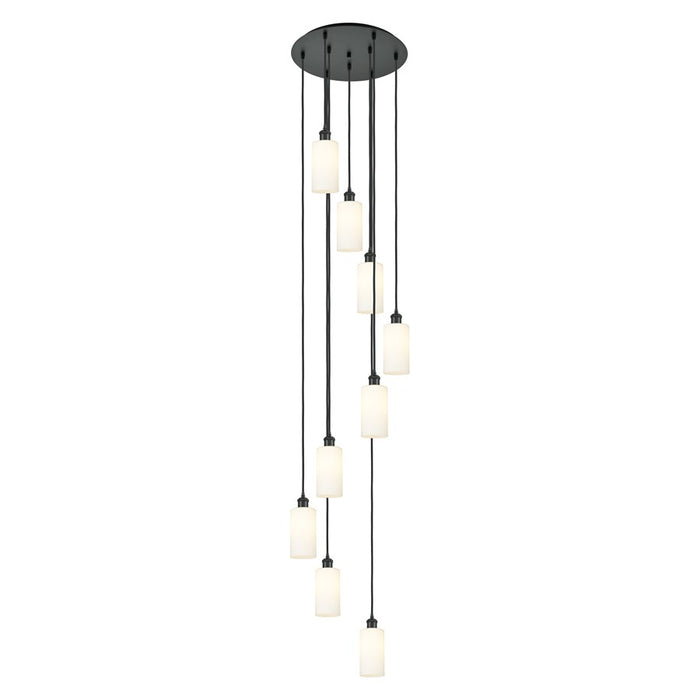 Innovations Crown Point 9Lt 19" Cord Multi Pendant, BK/WH - 119B-9P-BK-G434-7WH