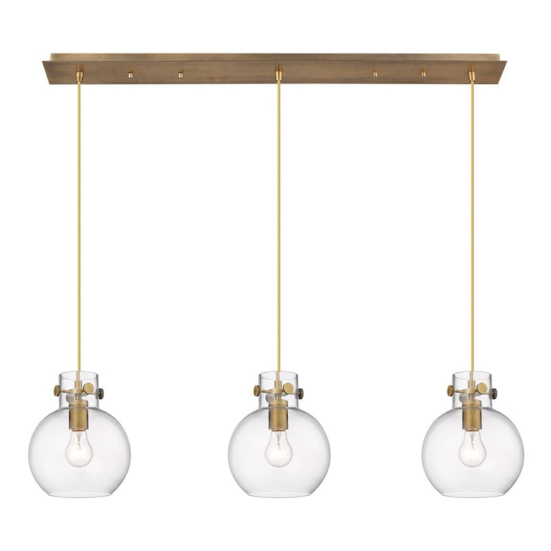 Innovations Newton Sphere 3Lt 8" CL Pendant, BS/CL - 123-410-1PS-BB-G410-8CL