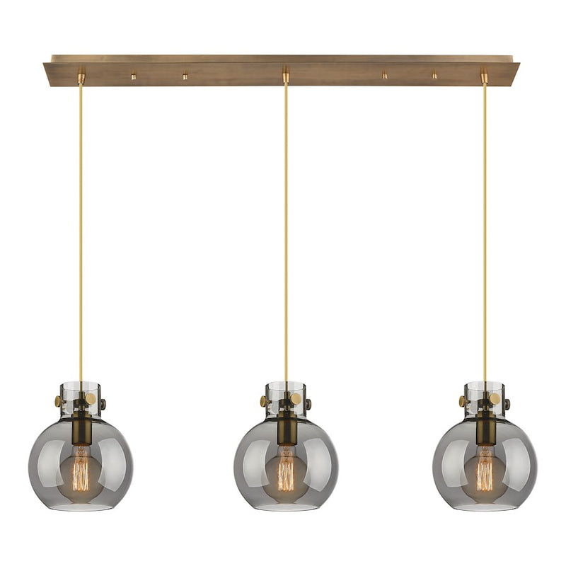 Innovations Newton Sphere 3Lt 8" CL Pendant, BS/SM - 123-410-1PS-BB-G410-8SM