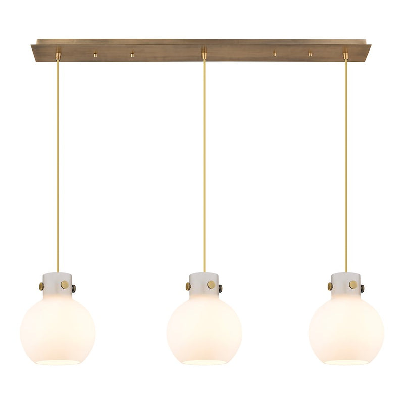 Innovations Newton Sphere 3Lt 8" CL Pendant, BS/WH - 123-410-1PS-BB-G410-8WH