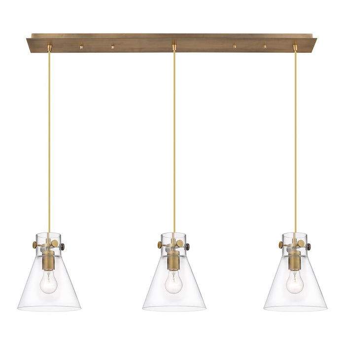 Innovations Newton Cone 3Lt 8" CL Pendant, BS/CL - 123-410-1PS-BB-G411-8CL