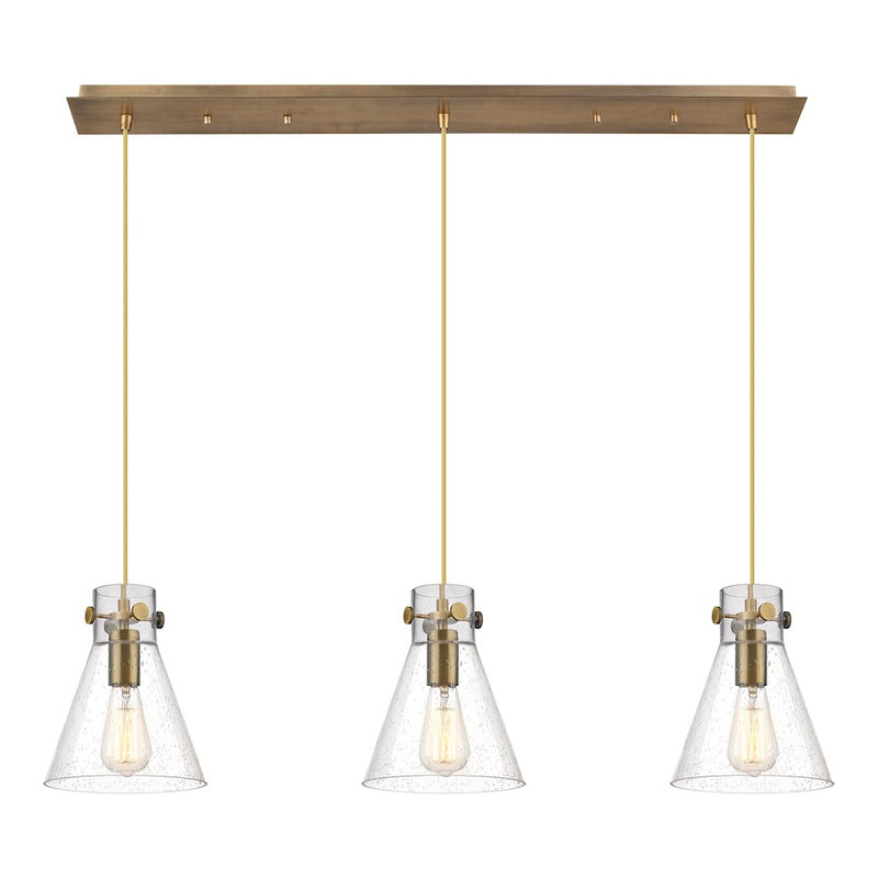 Innovations Newton Cone 3Lt 8" CL Pendant, BS/SD - 123-410-1PS-BB-G411-8SDY