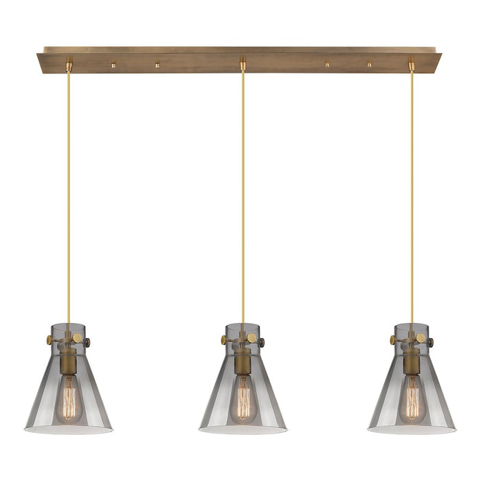 Innovations Newton Cone 3Lt 8" CL Pendant, BS/SM - 123-410-1PS-BB-G411-8SM