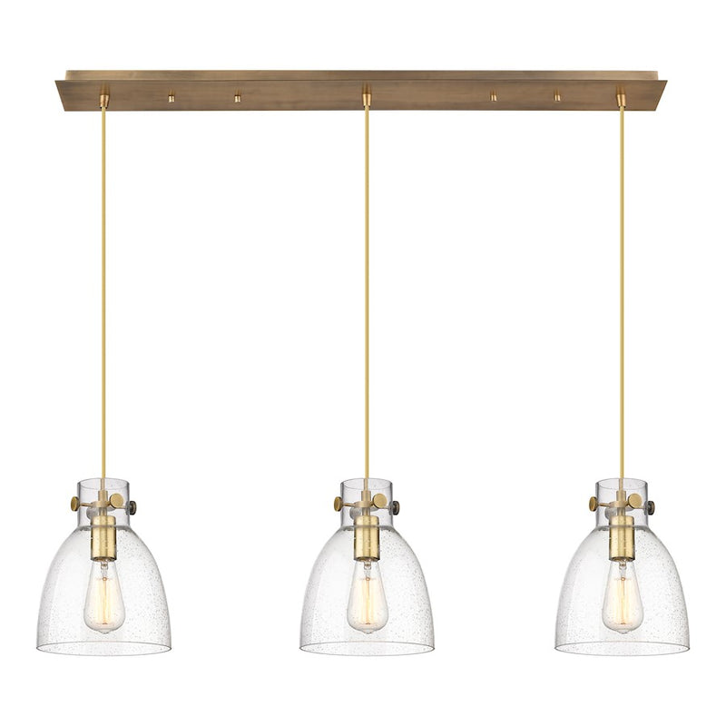 Innovations Newton Bell 3Lt 8" CL Pendant, BS/SD - 123-410-1PS-BB-G412-8SDY