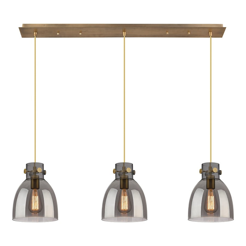 Innovations Newton Bell 3Lt 8" CL Pendant, BS/SM - 123-410-1PS-BB-G412-8SM