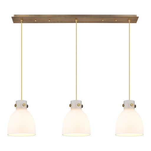 Innovations Newton Bell 3Lt 8" CL Pendant, BS/WH - 123-410-1PS-BB-G412-8WH