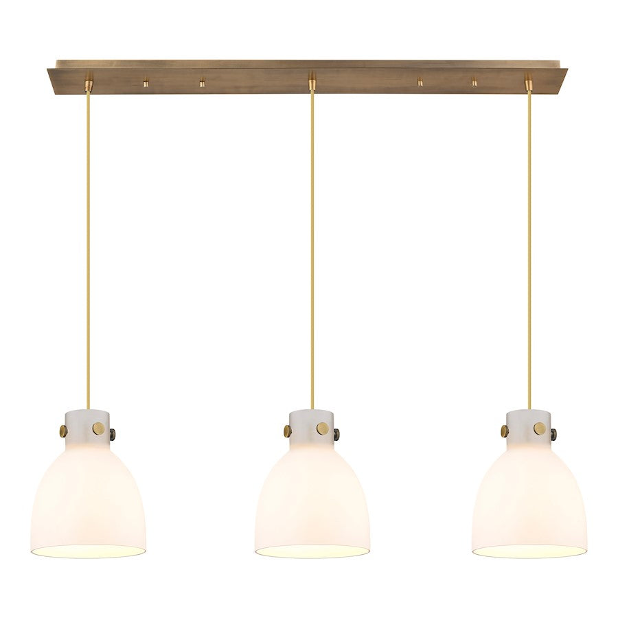 Innovations Newton Bell 3Lt 8" CL Pendant, BS/WH - 123-410-1PS-BB-G412-8WH