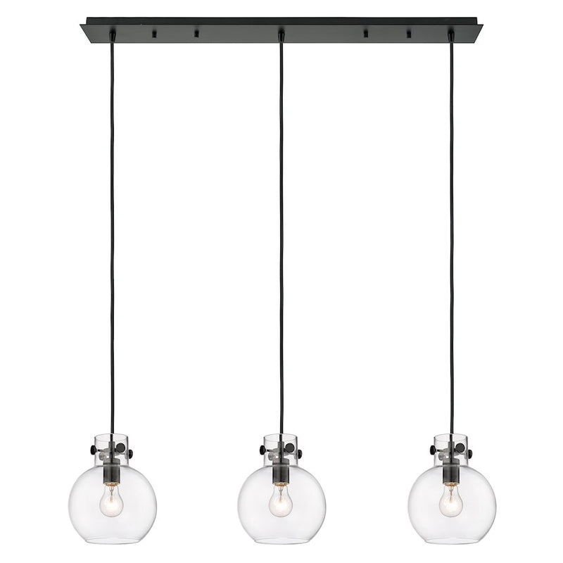 Innovations Newton Sphere 3Lt 8" CL Pendant, BK/CL - 123-410-1PS-BK-G410-8CL