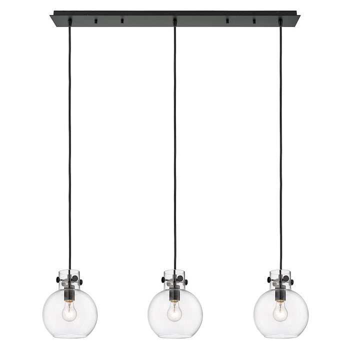 Innovations Newton Sphere 3Lt 8" CL Pendant, BK/CL - 123-410-1PS-BK-G410-8CL