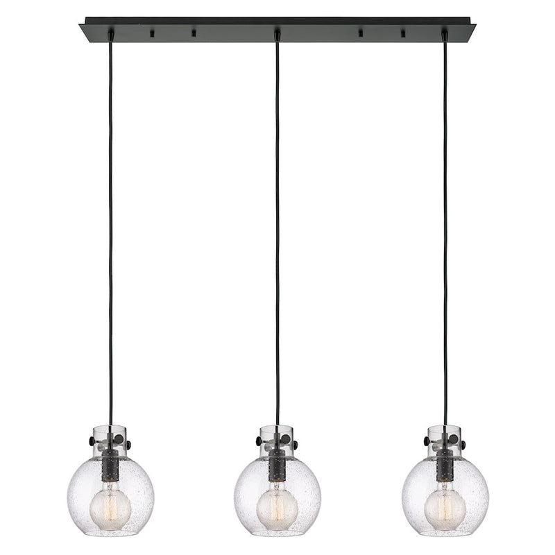 Innovations Newton Sphere 3Lt 8" CL Pendant, BK/SD - 123-410-1PS-BK-G410-8SDY