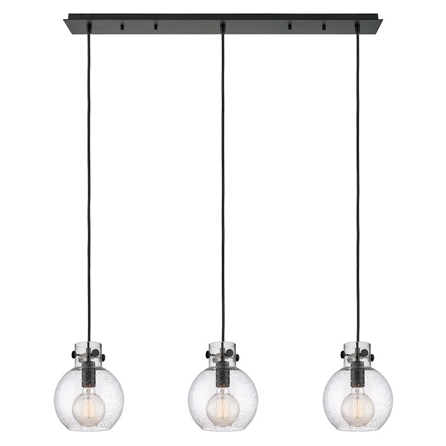 Innovations Newton Sphere 3Lt 8" CL Pendant, BK/SD - 123-410-1PS-BK-G410-8SDY