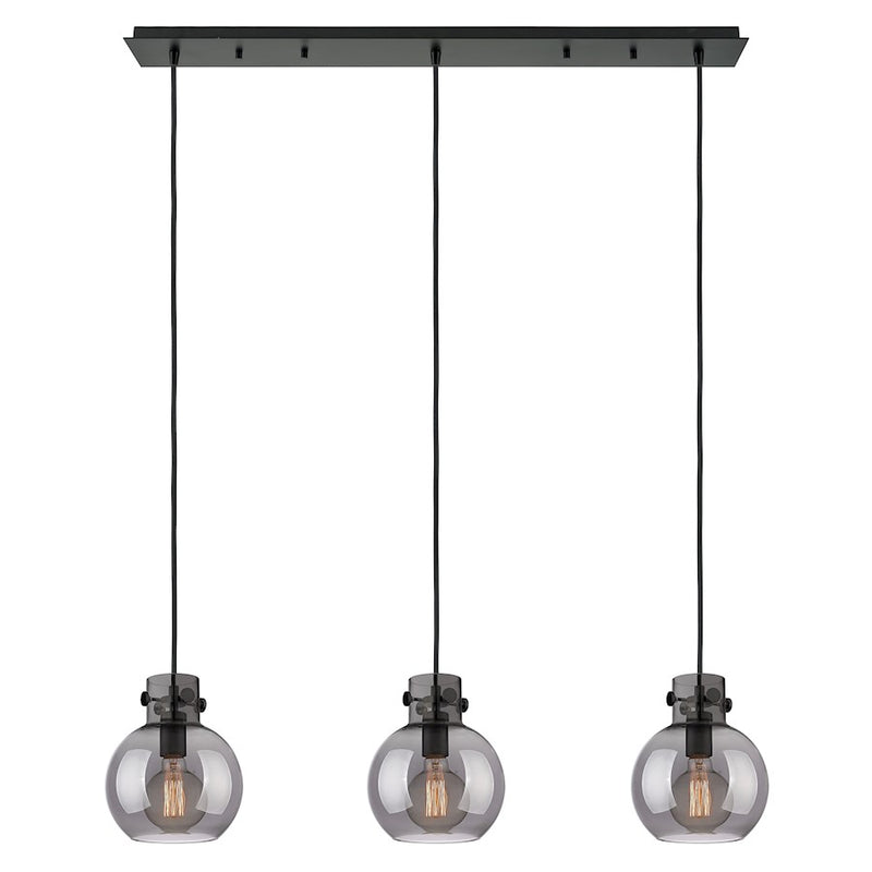 Innovations Newton Sphere 3Lt 8" CL Pendant, BK/SM - 123-410-1PS-BK-G410-8SM