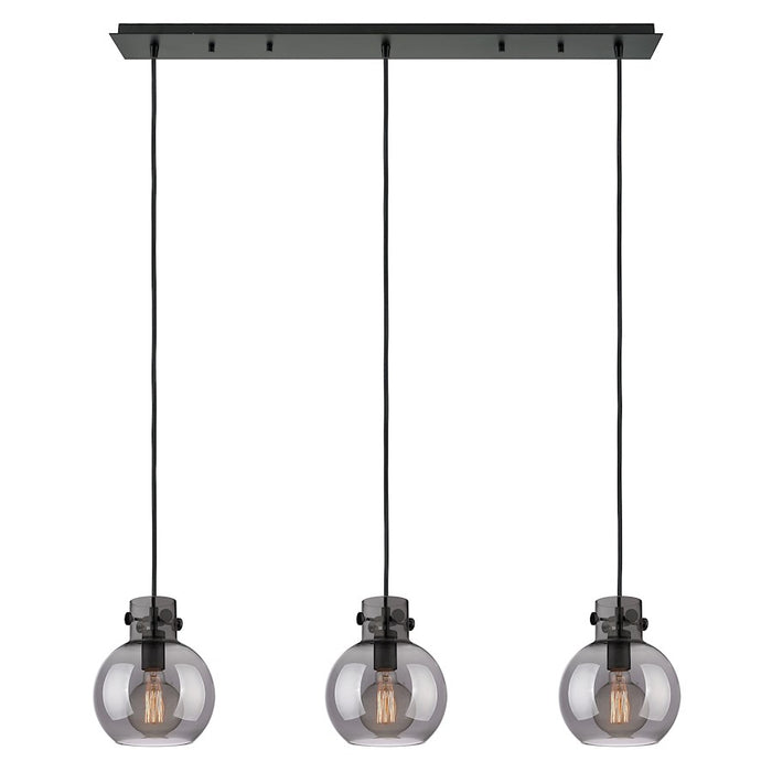 Innovations Newton Sphere 3Lt 8" CL Pendant, BK/SM - 123-410-1PS-BK-G410-8SM