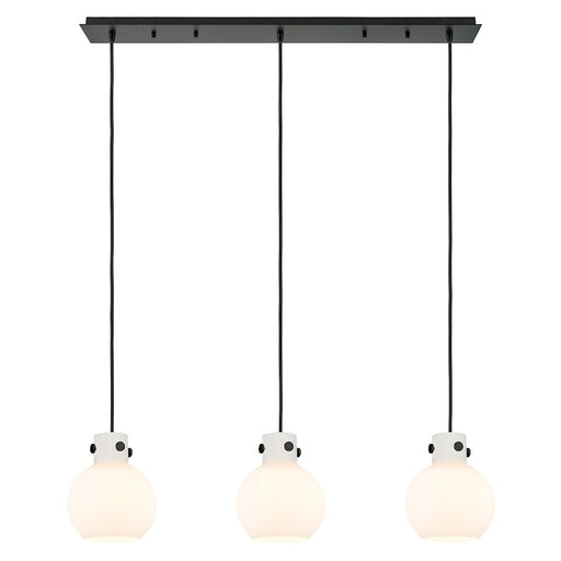 Innovations Newton Sphere 3Lt 8" CL Pendant, BK/WH - 123-410-1PS-BK-G410-8WH